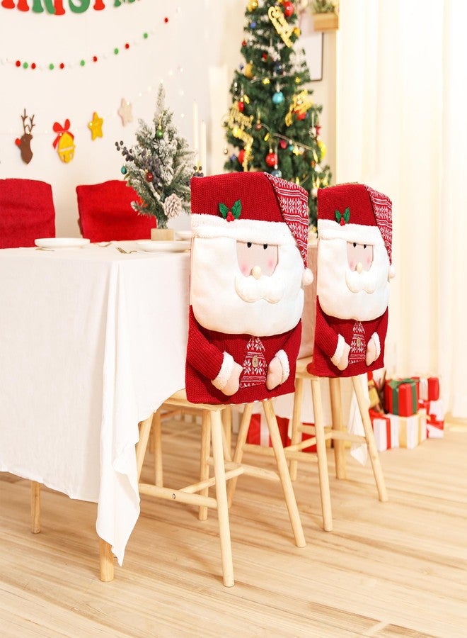 Fhberni Santa Claus Christmas Chair Covers Cute Dining Room Slipcovers Kitchen Removable Washable Parsons Protector for Xmas Holiday Kitchen Universal Size - Image 4